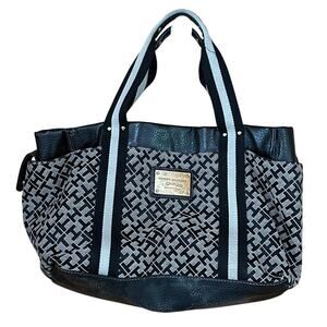 Tommy Hilfiger Geometric Monogram Tote Bag Women’s Shoulder Purse Black